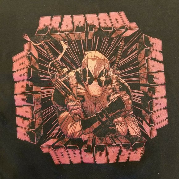 Deadpool black t shirt Official Marvel Red print S - Picture 4 of 5